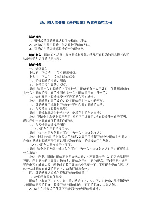 幼儿园大班健康《保护眼睛》教案模板范文-6