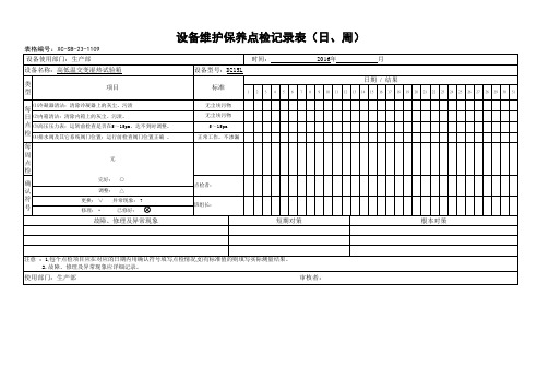 设备维护保养点检记录表(日、周)