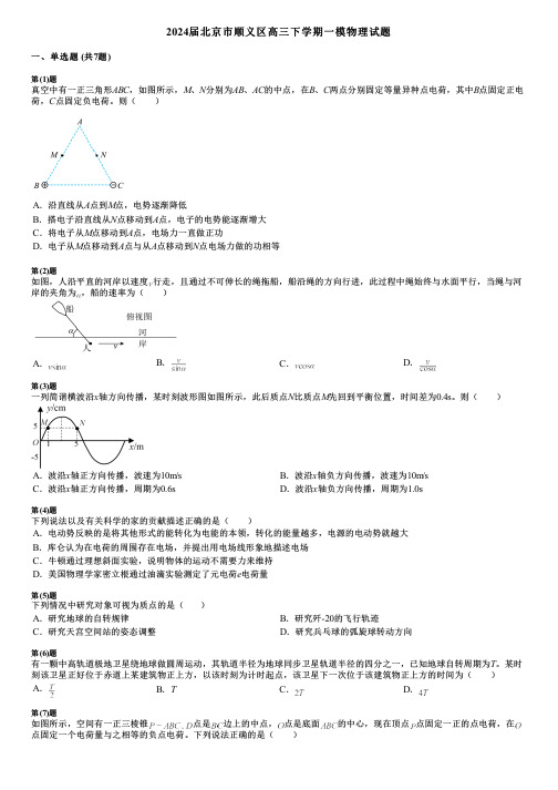 2024届北京市顺义区高三下学期一模物理试题