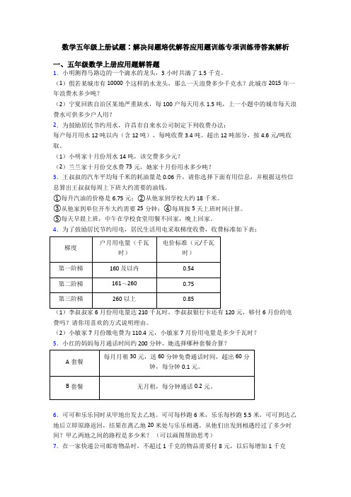 数学五年级上册试题∶解决问题培优解答应用题训练专项训练带答案解析