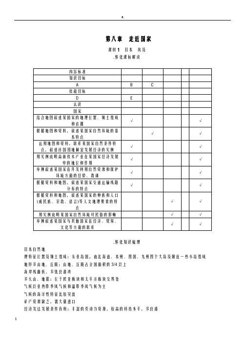 七年级 第8章 走进国家精讲精练(第1课时 日本 埃及)ok