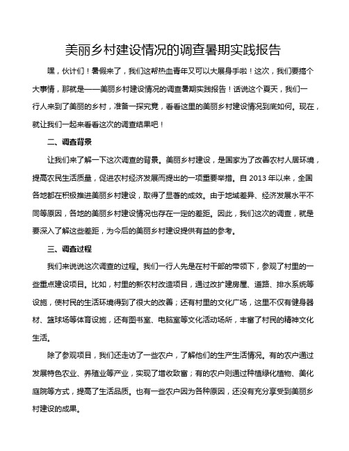 美丽乡村建设情况的调查暑期实践报告