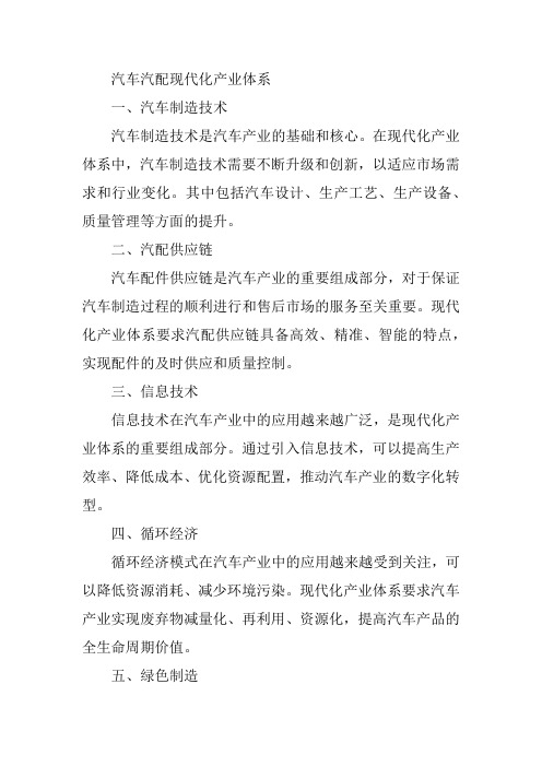 汽车汽配 现代化产业体系