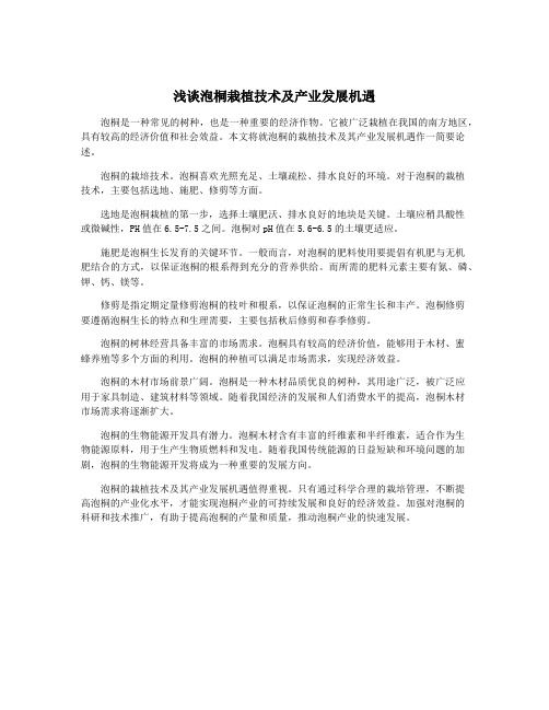 浅谈泡桐栽植技术及产业发展机遇