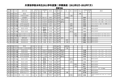 中山大学外国语学院课表