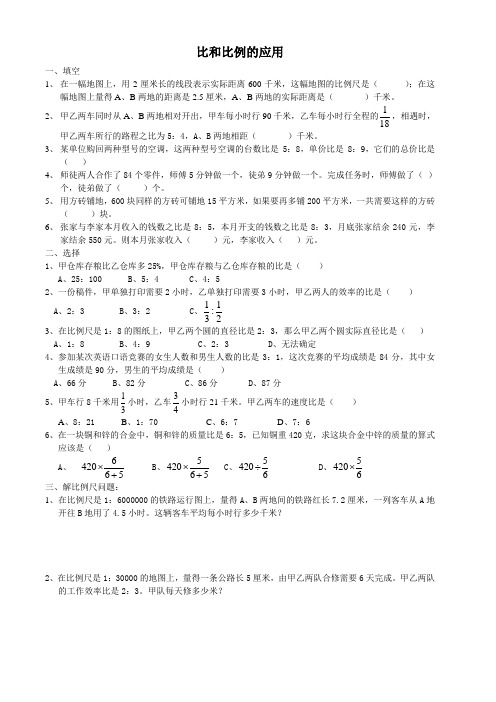 比和比例的应用专题复习