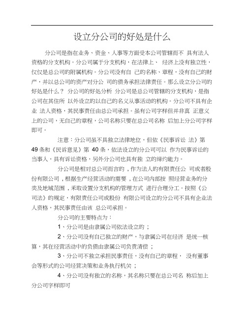 设立分公司的好处是什么