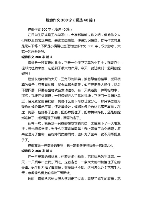 螳螂作文300字（精选40篇）