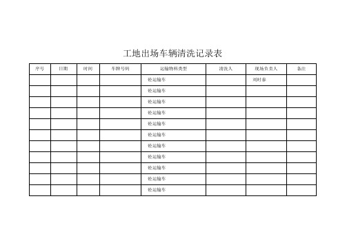 工地出场车辆清洗记录表