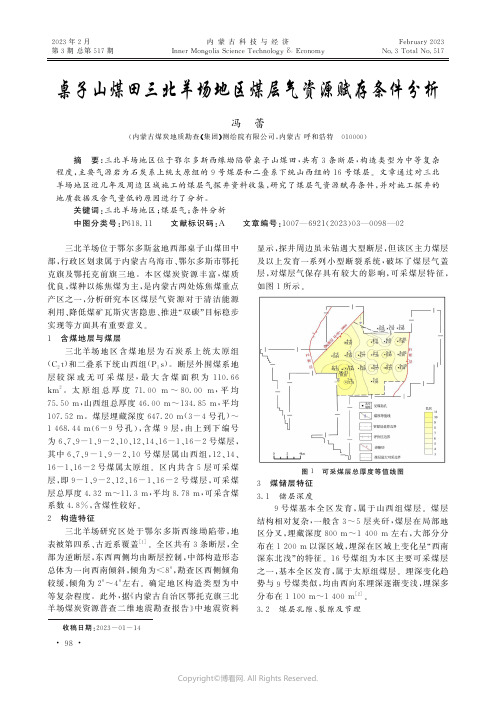 桌子山煤田三北羊场地区煤层气资源赋存条件分析