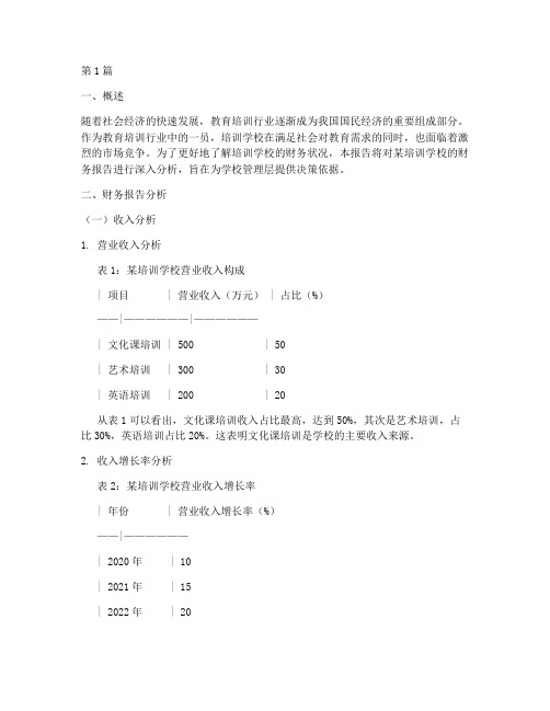 培训学校的财务报告分析(3篇)