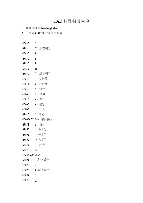 CAD特殊符号大全