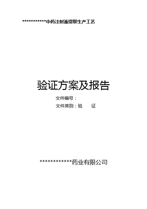 中药注射液提取生产工艺验证