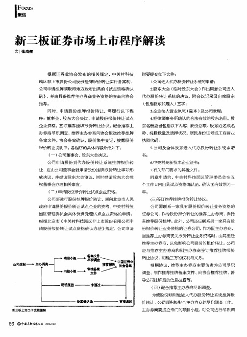 新三板证券市场上市程序解读