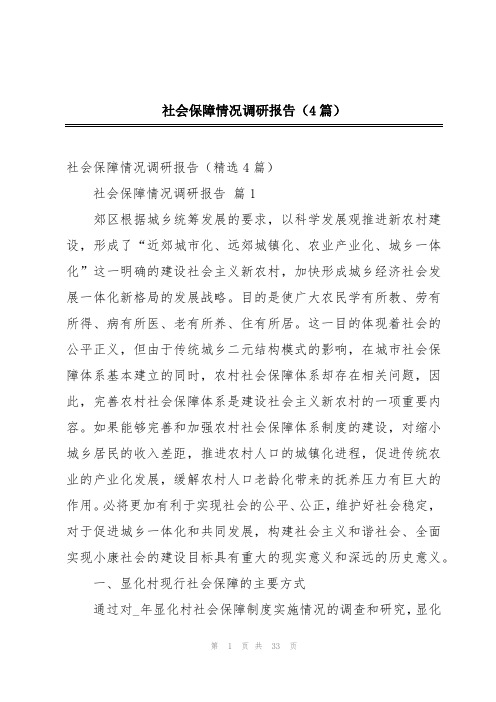 社会保障情况调研报告(4篇)