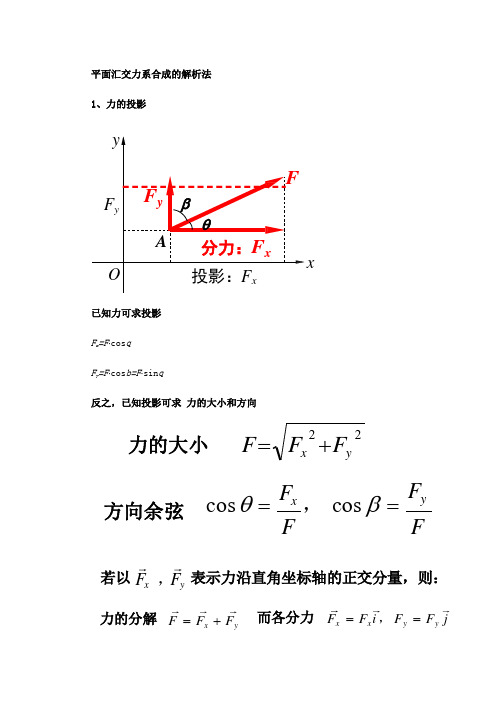 平面汇交力系合成的解析法