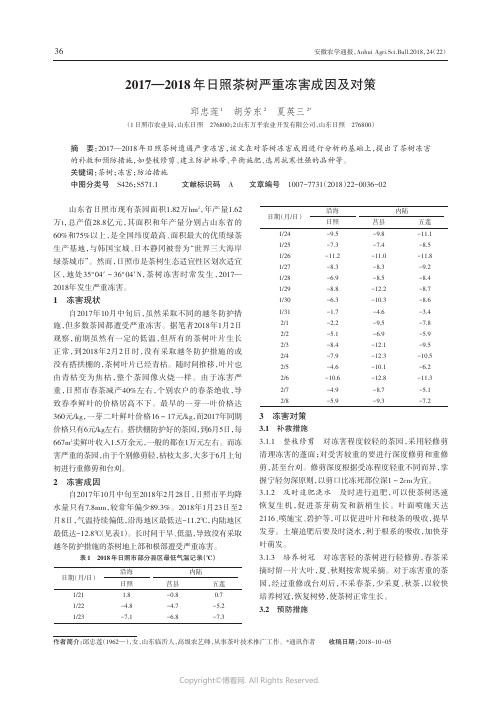 2017—2018年日照茶树严重冻害成因及对策