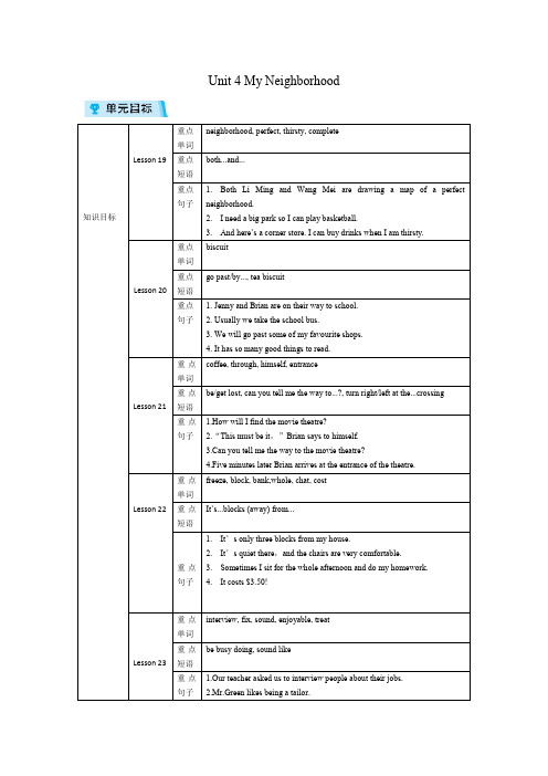 冀教版八年级上册英语教案 Unit 4