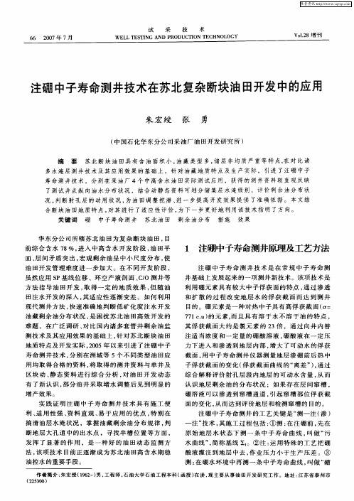 注硼中子寿命测井技术在苏北复杂断块油田开发中的应用