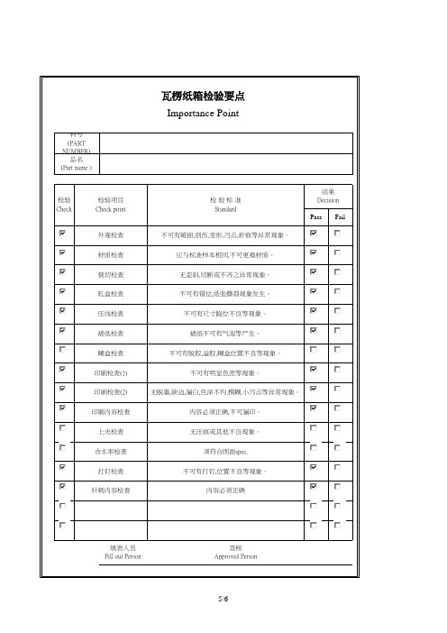 瓦楞纸箱检验要点