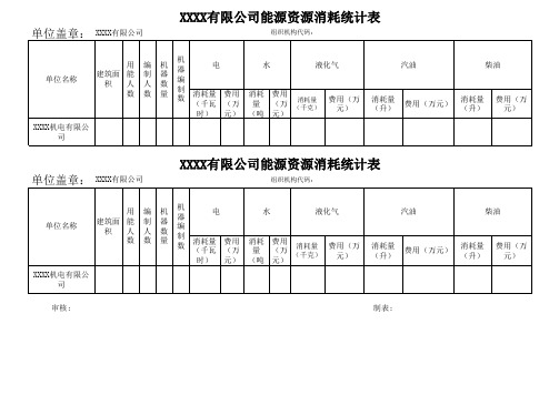 能源资源消耗统计表