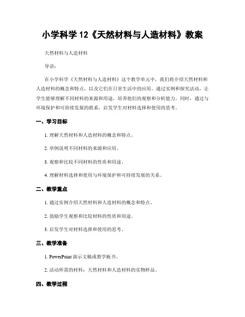 小学科学12《天然材料与人造材料》教案