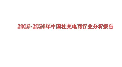 2019-2020年中国社交电商行业分析报告