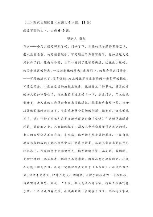 文学类文本萧红《哑老人》阅读练习及答案