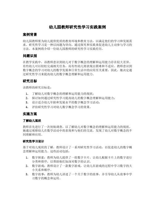 幼儿园教师研究性学习实践案例