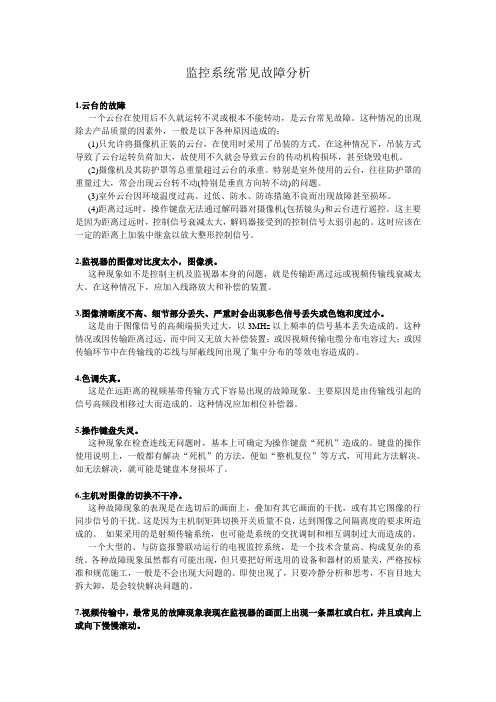 监控系统常见故障分析