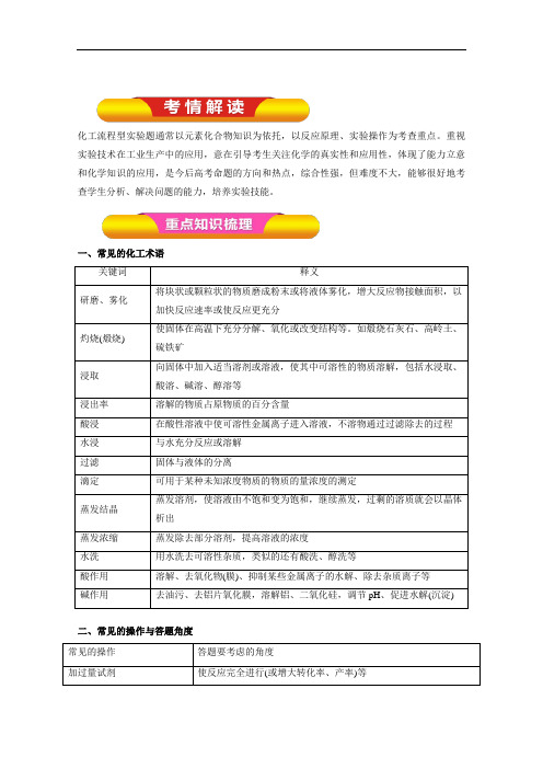 专题10-5 化工流程型实验题教学案-2018年高考化学一轮