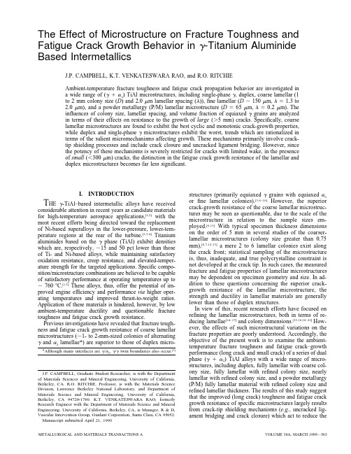 The effect of microstructure on fracture toughness and fatigue crack growth behaviour in γ