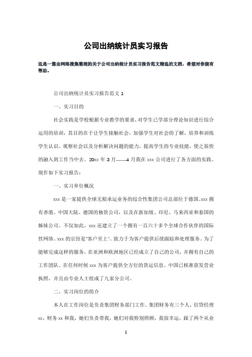 公司出纳统计员实习报告