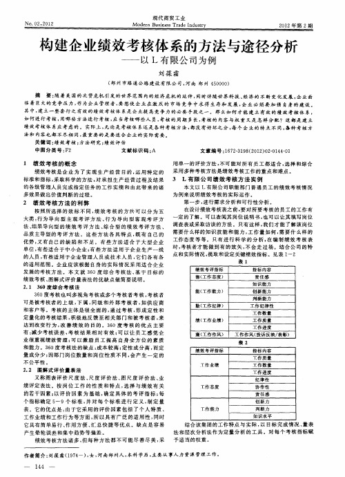 构建企业绩效考核体系的方法与途径分析——以L有限公司为例