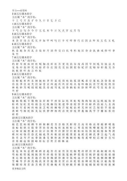 五行属木的汉字大全汇编