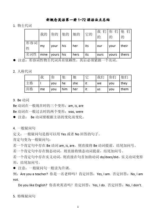 新概念第一册英语全面语法总结