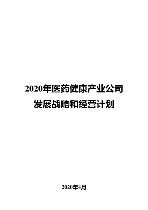 2020年医药健康产业公司发展战略和经营计划