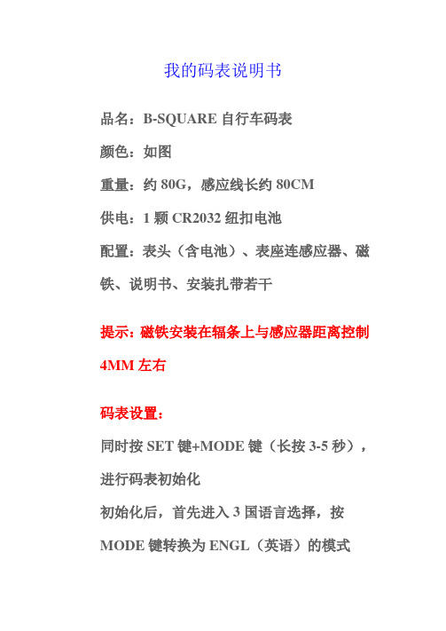 B-SQUARE_码表中文说明书