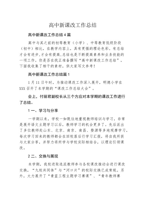 高中新课改工作总结