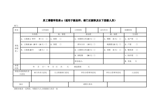 员工请假审批表