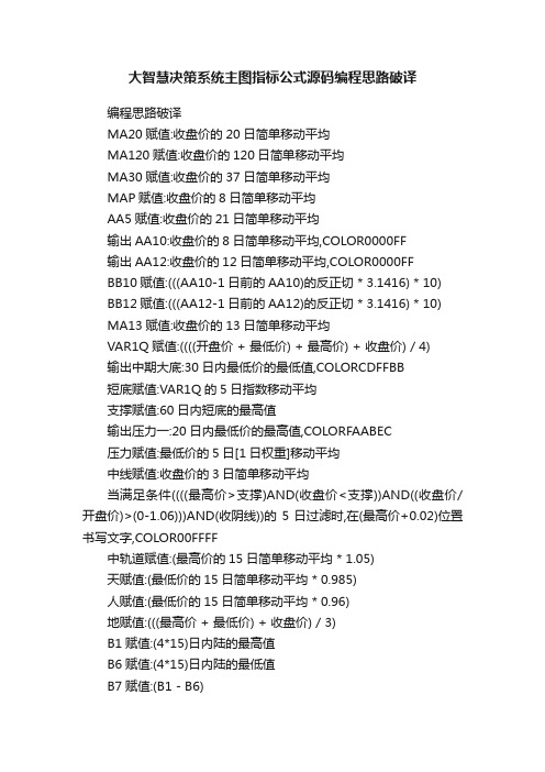 大智慧决策系统主图指标公式源码编程思路破译