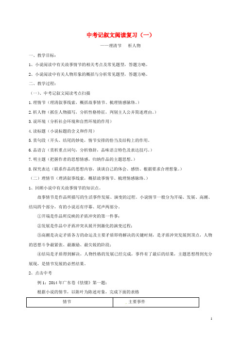 江苏省江都市中考语文记叙文阅读复习教案一0321175