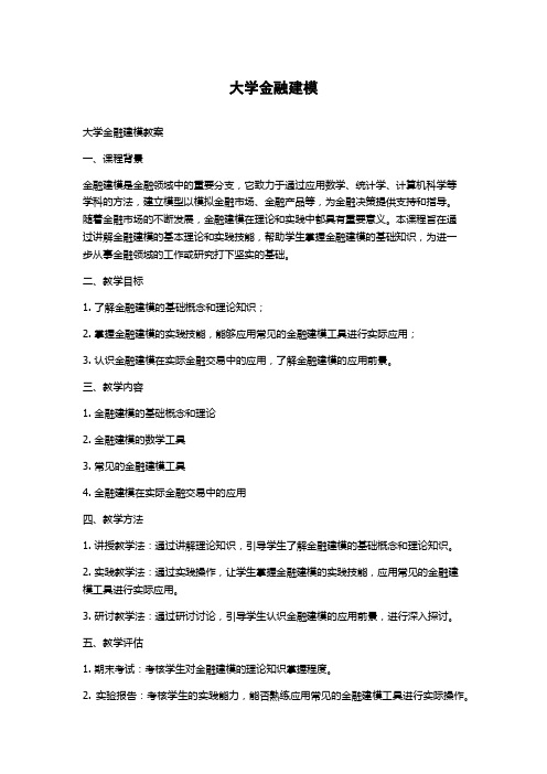 大学金融建模教案