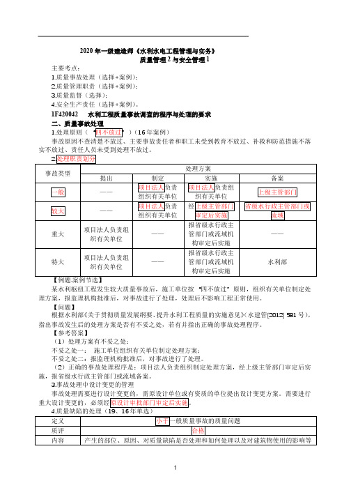 一建【水利】第47讲-质量管理2与安全管理1(一)