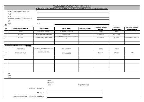 关键重要特性清单 CCSC