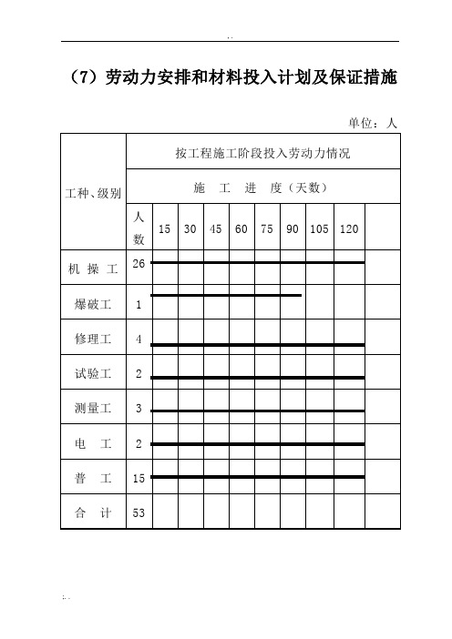 (7)劳动力安排和材料投入计划及保证措施