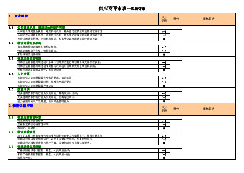 供应商评审表(物流运输服务类-现场评审)