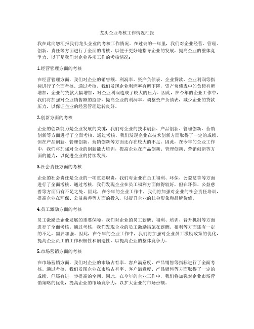 龙头企业考核工作情况汇报