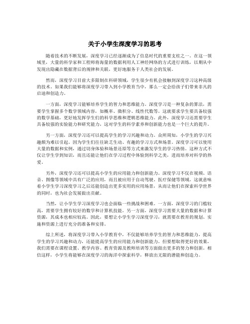 关于小学生深度学习的思考