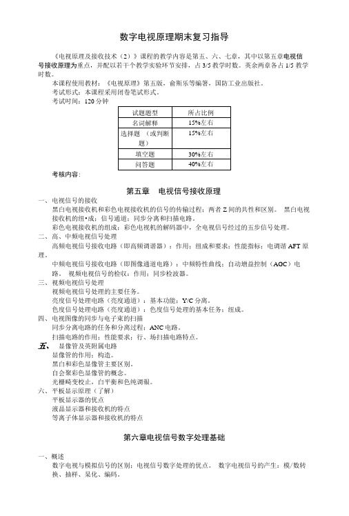 数字电视原理期末复习指导.docx